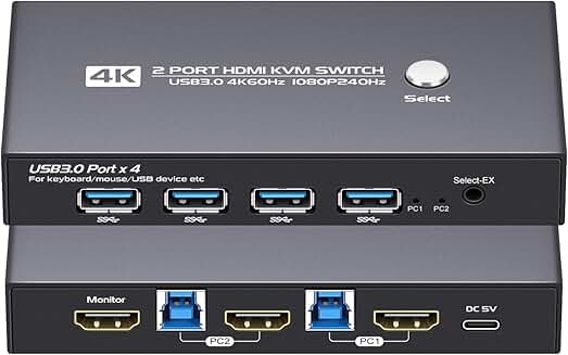HDMI Splitter 1 in 4 Out and 2 Port KVM Switch