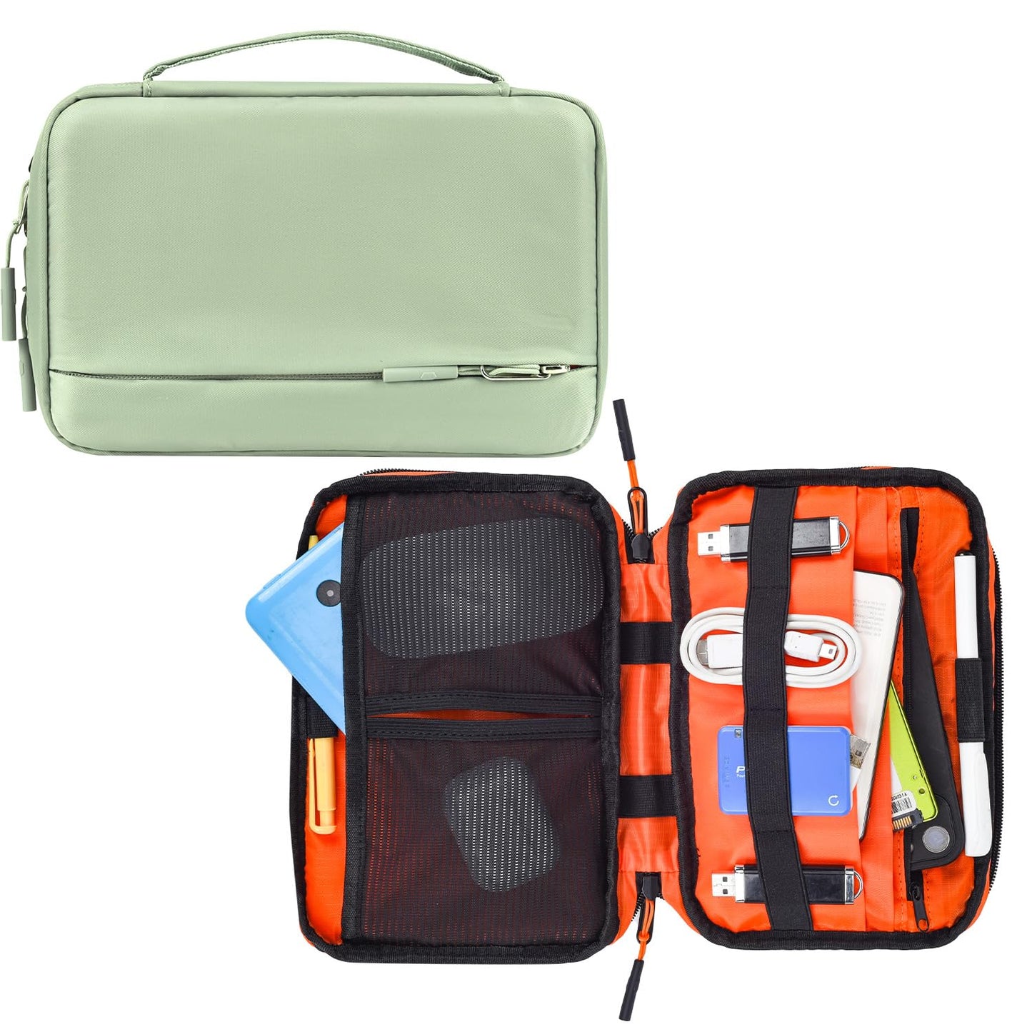 Green Electronic Organizer Bag for Cables and Accessories