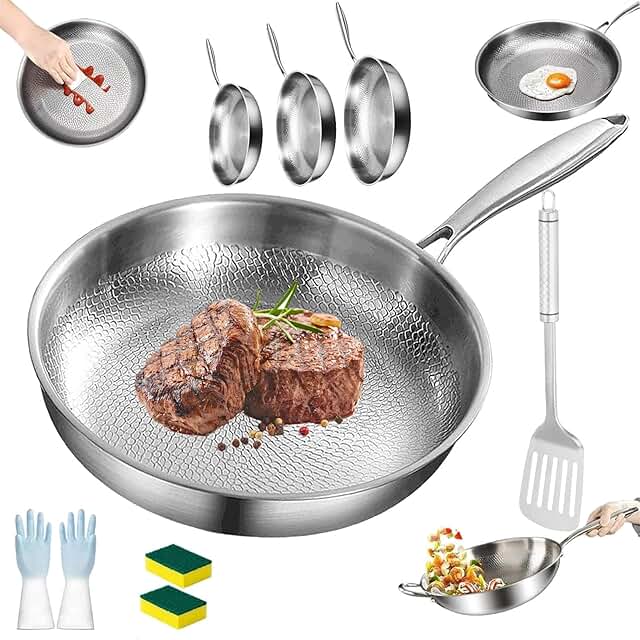 Titanium Hammered Frying Pan and Wok Set