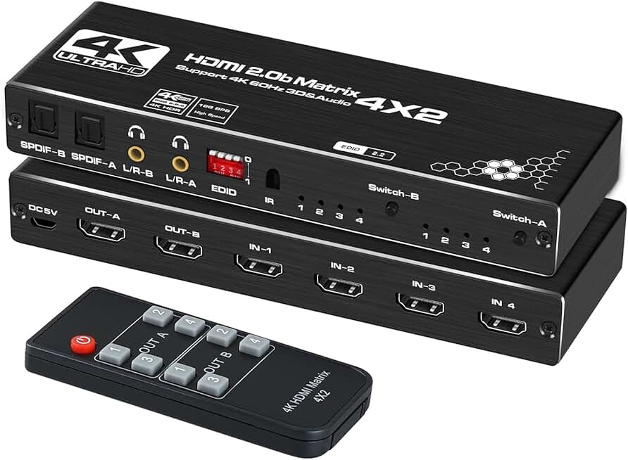 4x2 HDMI Switch with Audio Out and Remote