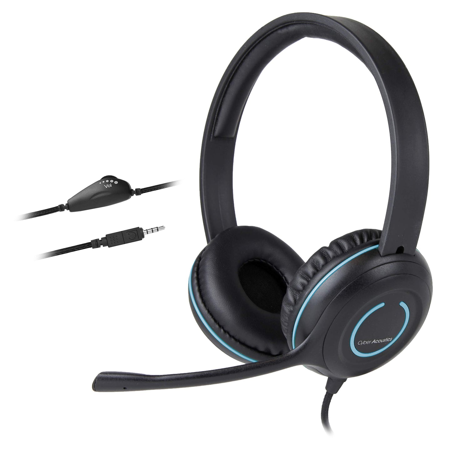 3.5mm Stereo Headset with Headphones and Noise Canceling Microphone for PCs, Tablets, and Cell Phones in The Classroom or Home (AC-5002)