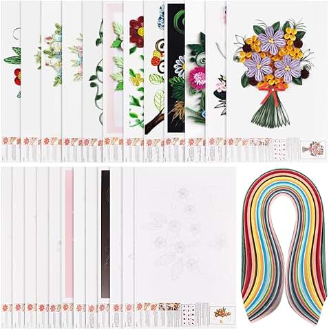 12-Piece Quilling Paper Stencils with 36 Colors