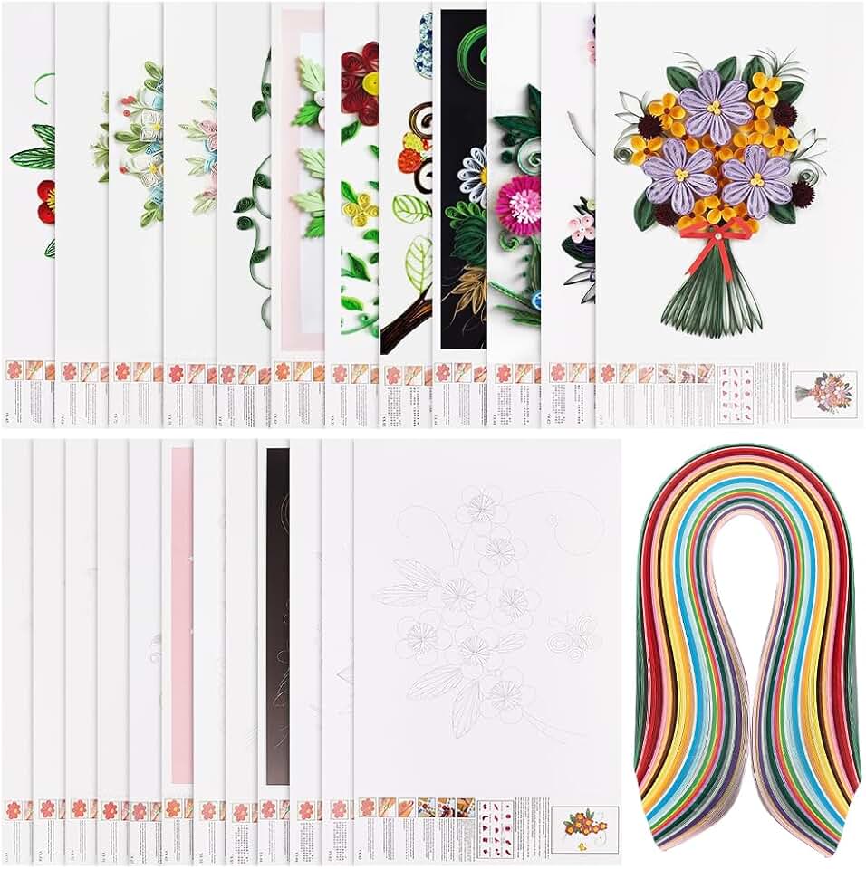 12-Piece Quilling Paper Stencils with 36 Colors
