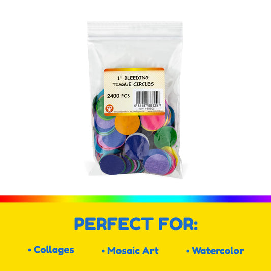 Colorful Circles Tissue Paper Pack of 2400 1-Inch Pieces