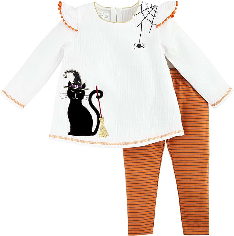 Baby Girl Black Cat Tunic and Leggings Set
