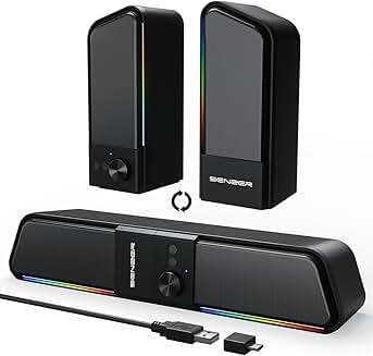 2-in-1 Bluetooth Computer Speakers with RGB Light