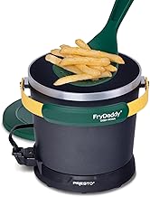 Electric deep fryer in green and gold