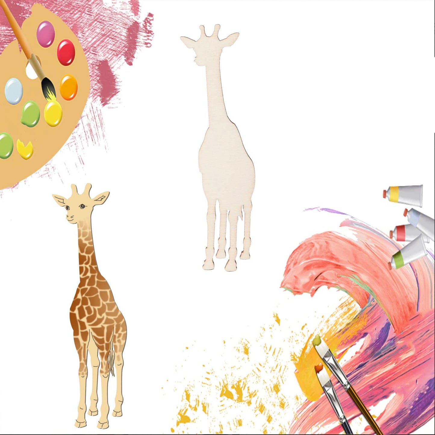 20Pcs Wooden Giraffe Cutouts for Crafts and Decorations