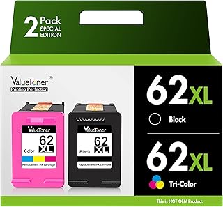 Black and color ink cartridges for HP printers (2-pack)