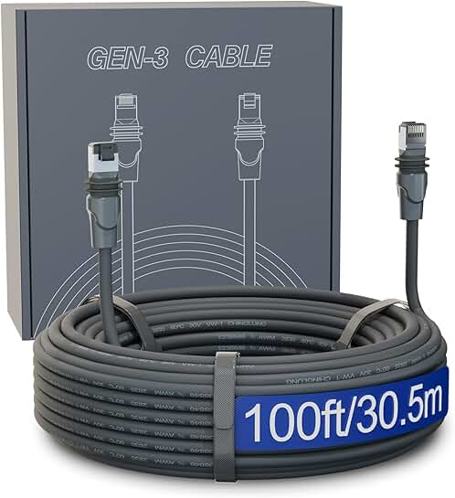 100FT Waterproof Ethernet Cable Extension for Satellite Systems