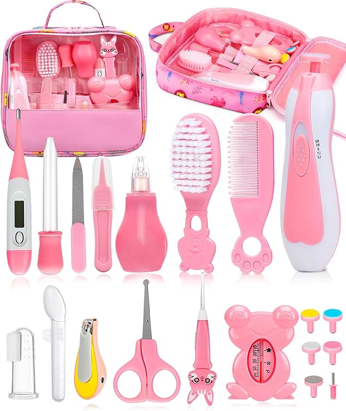 Baby Healthcare and Grooming Kit with Nail Trimmer and Hair Brush