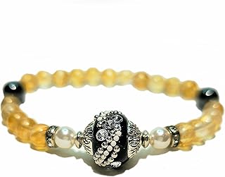 Handmade Gemstone and Clay Bead Stretch Bracelet for Women