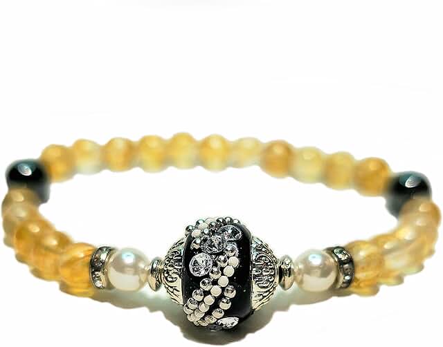 Handmade Gemstone and Clay Bead Stretch Bracelet for Women