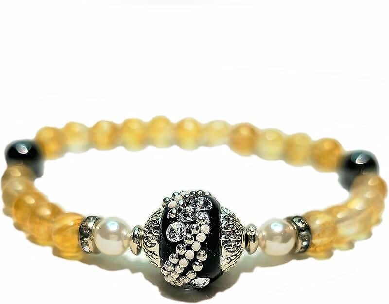 Handmade Gemstone and Clay Bead Stretch Bracelet for Women