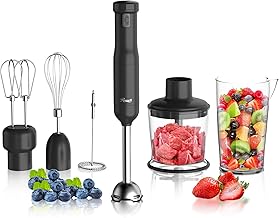 6-in-1 Cordless Hand Blender with Beaker, Whisk, Chopper