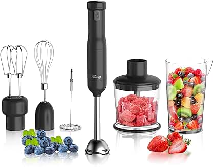 6-in-1 Cordless Hand Blender with Beaker, Whisk, Chopper