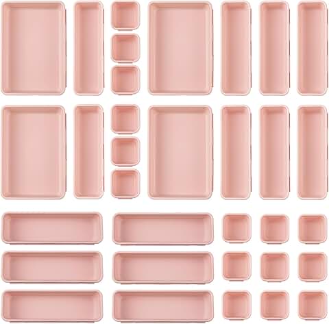 32-Piece Desk Drawer Organizer Set in Pink
