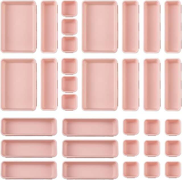 32-Piece Desk Drawer Organizer Set in Pink