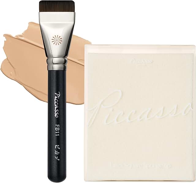 Foundation brush and sponge set for flawless skin