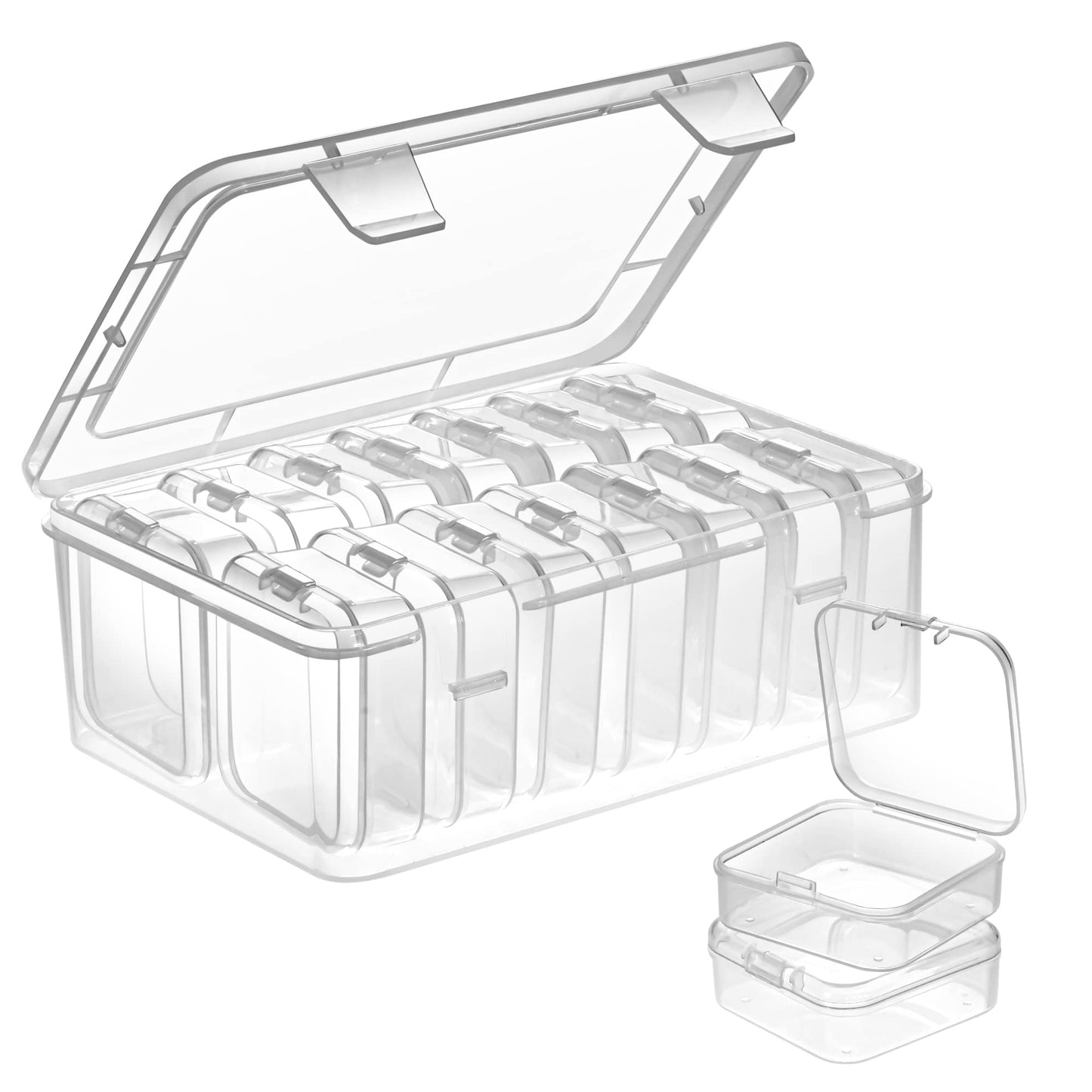 Small Bead Storage Cases with Hinged Lids, 15 Pieces
