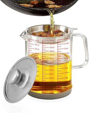 1.5L Glass Bacon Grease Container with Strainer