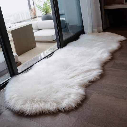 Ultra Soft Faux Sheep Fur Rug White Fluffy Area Rugs Chair Couch Cover Fuzzy Rug for Bedroom Bedside Floor Sofa Living Room, 2x6 Feet White