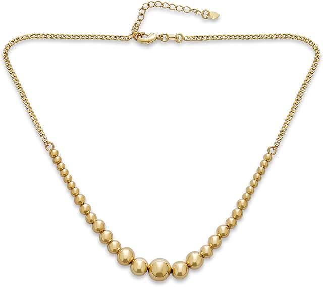 Sterling Silver and Gold Bead Necklace for Women