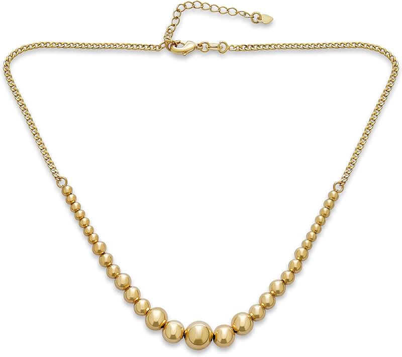 Sterling Silver and Gold Bead Necklace for Women