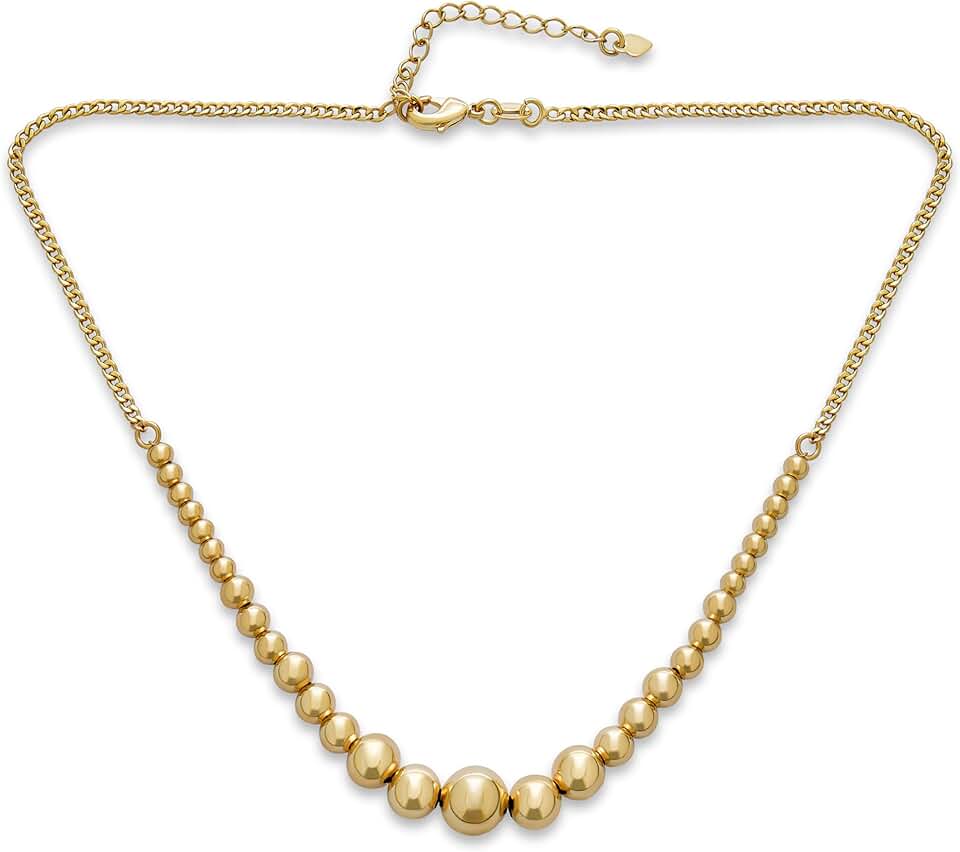 Sterling Silver and Gold Bead Necklace for Women