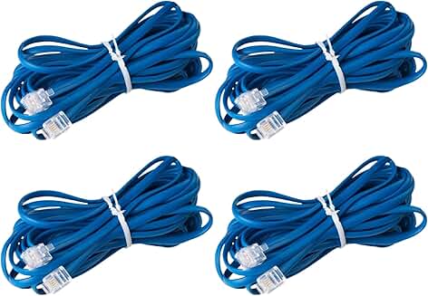 Set of 4 phone cords, 15ft and 25ft, blue