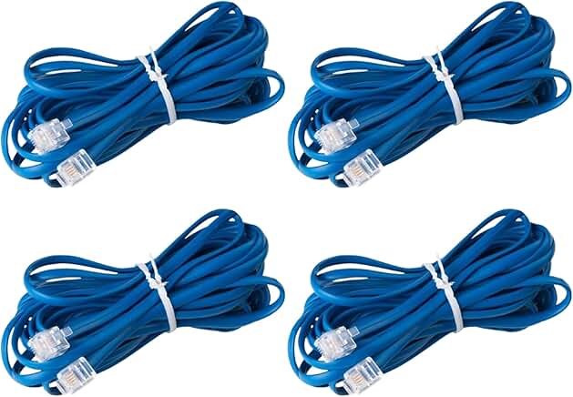 Set of 4 phone cords, 15ft and 25ft, blue