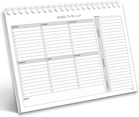 Spiral Weekly Planner Notebook, 60 Pages