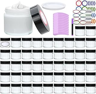 48 Pack 2oz Travel Containers with Black Lids and Spatulas