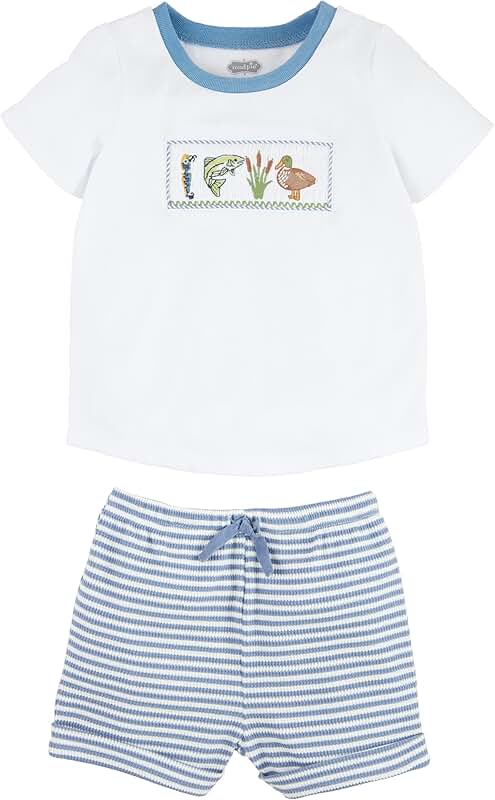 Children's Smocked Fishing Short Set 12-18 Months
