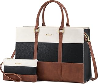 Vintage Leather Laptop Tote Bag for Women