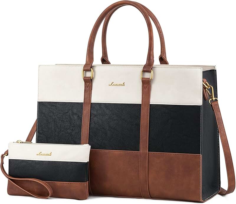 Vintage Leather Laptop Tote Bag for Women