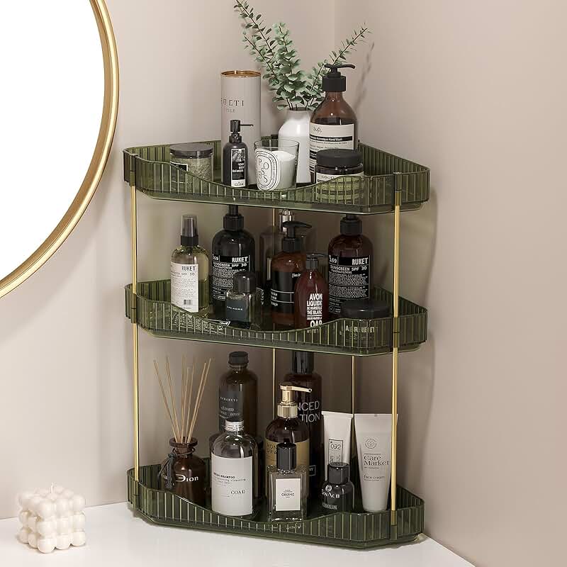 3-Tier Corner Bathroom Organizer for Makeup and Skincare