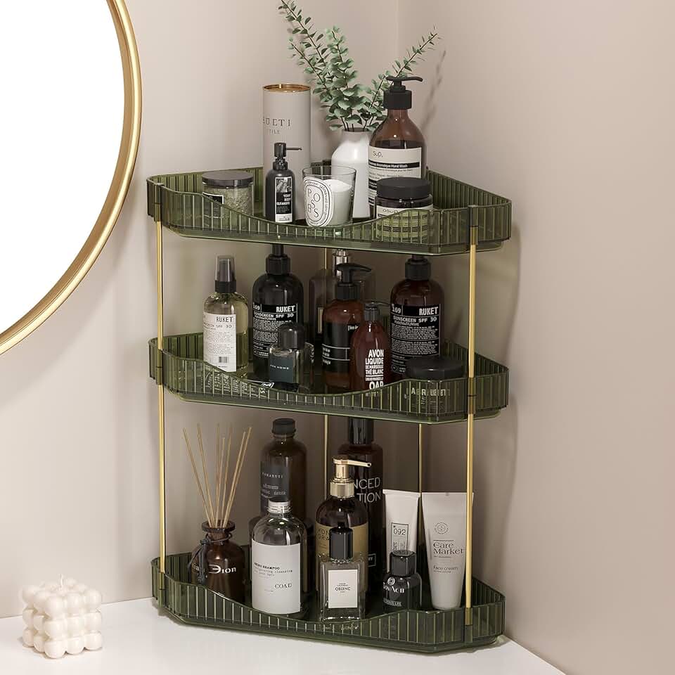 3-Tier Corner Bathroom Organizer for Makeup and Skincare