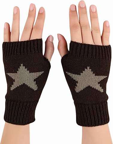 Women's Star Fingerless Knitted Wrist Gloves