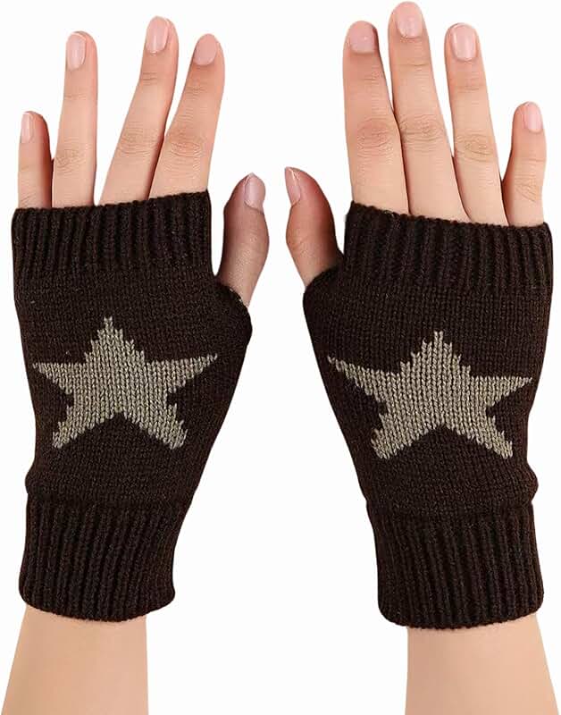 Women's Star Fingerless Knitted Wrist Gloves