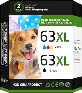 Black and color ink cartridges for HP printers (2-pack)