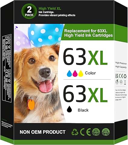 Black and color ink cartridges for HP printers (2-pack)