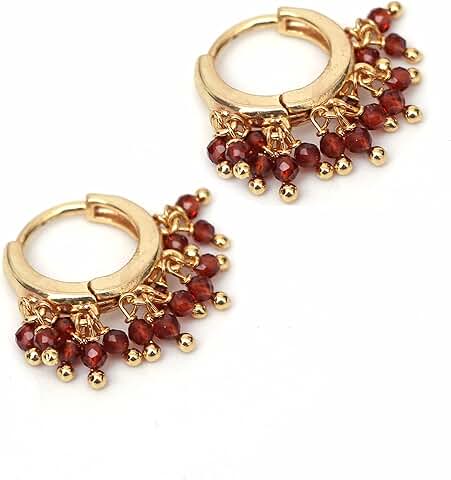 Natural gemstone bead crystal earrings, lightweight and elegant