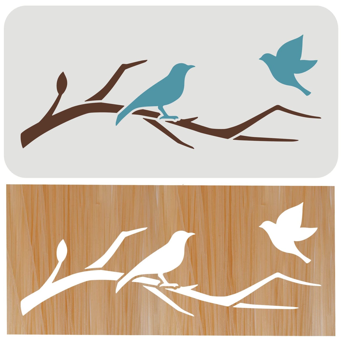 Birds Tree Branches Reusable Plastic Stencil 11.8x5.9 inch
