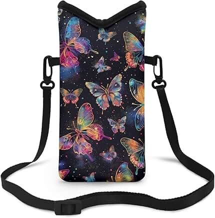 Colorful Butterfly Spots Soft Phone Sleeve with Adjustable Strap