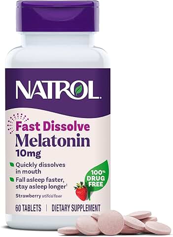 Melatonin 10mg Fast Dissolve Tablets, Strawberry, 60 Count