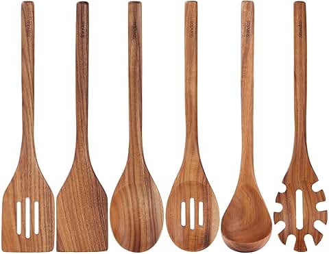 6-Piece Acacia Wood Kitchen Utensil Set