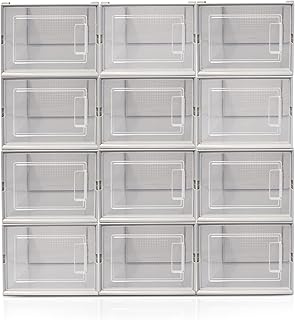 12 Clear Foldable Shoe Storage Bins for Closet Organization