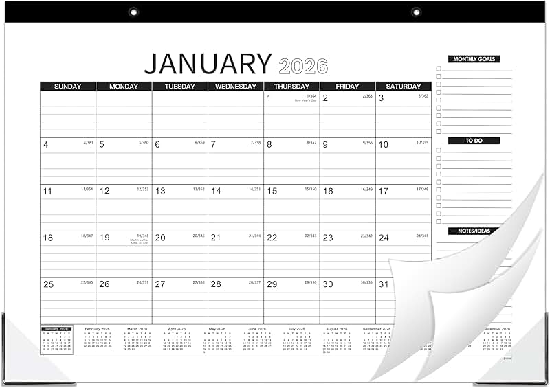 2026 Desk Calendar with Monthly Pages