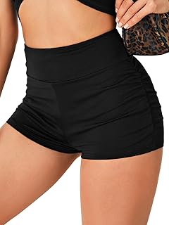 Women's Ruched Side High Waist Tummy Control Shorts